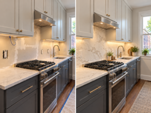 Professional backsplash outlet under cabinet lighting planning detail for Philly Kitchen & Bath LLC in Northeast Philadelphia
