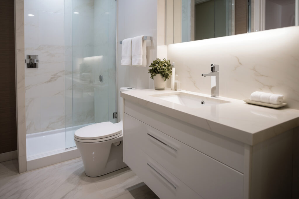 Professional bathroom tile floor transition Philadelphia detail for Philly Kitchen & Bath LLC in Northeast Philadelphia