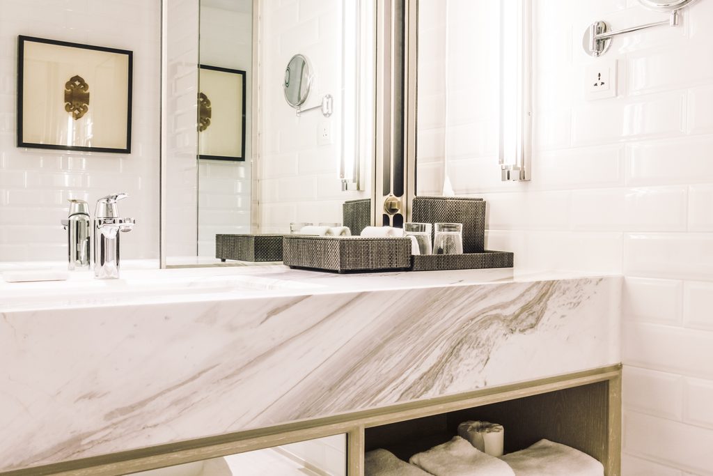 Wall-Hung Vanities in Philadelphia Rowhome Bathrooms shown in a realistic Philadelphia, PA residential construction setting.