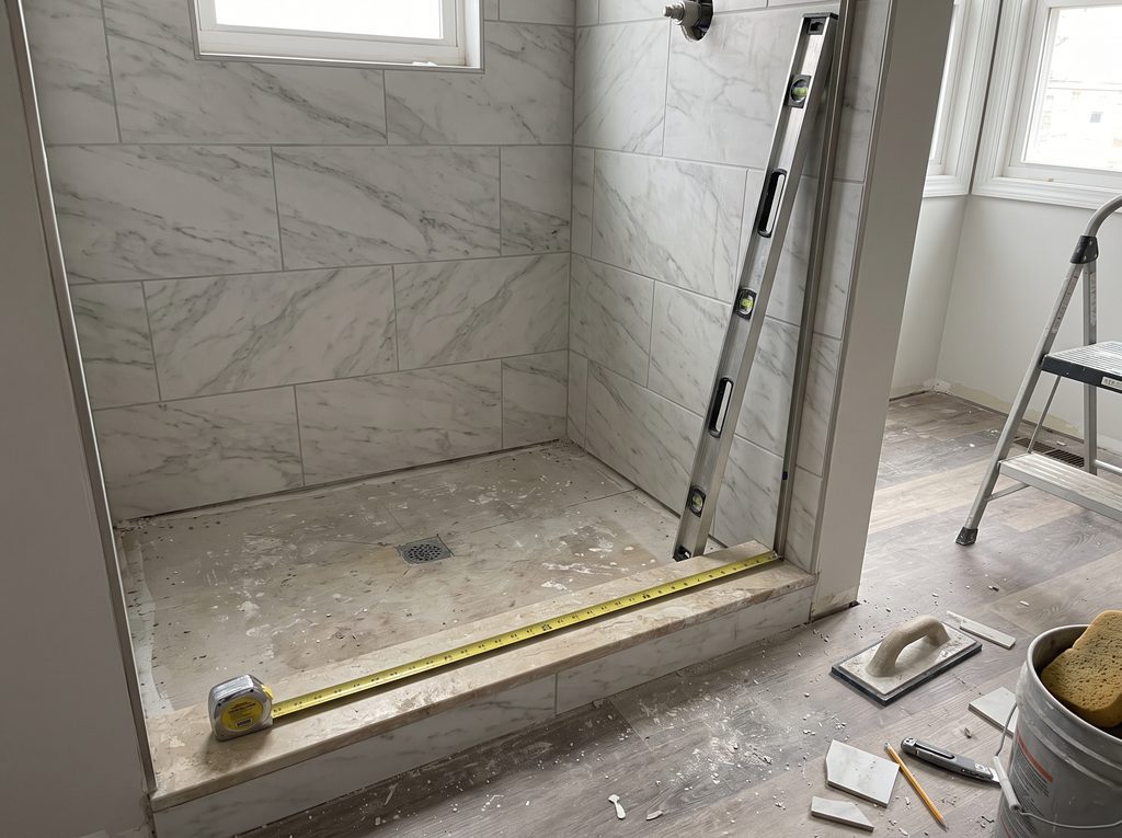 Shower door rough opening detail for residential work in Philadelphia.
