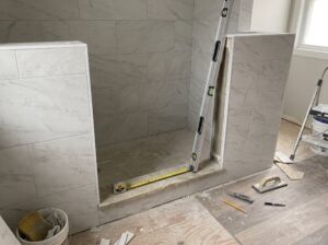 Shower door rough opening detail for residential work in Philadelphia.